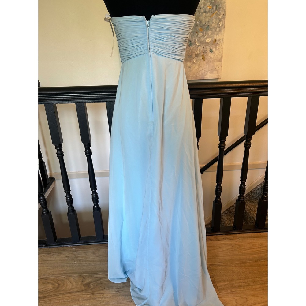 Christina Wu Celebration 22499 Capri Blue Strapless Chiffon Gown Dress Womens 6 - Picture 3 of 8